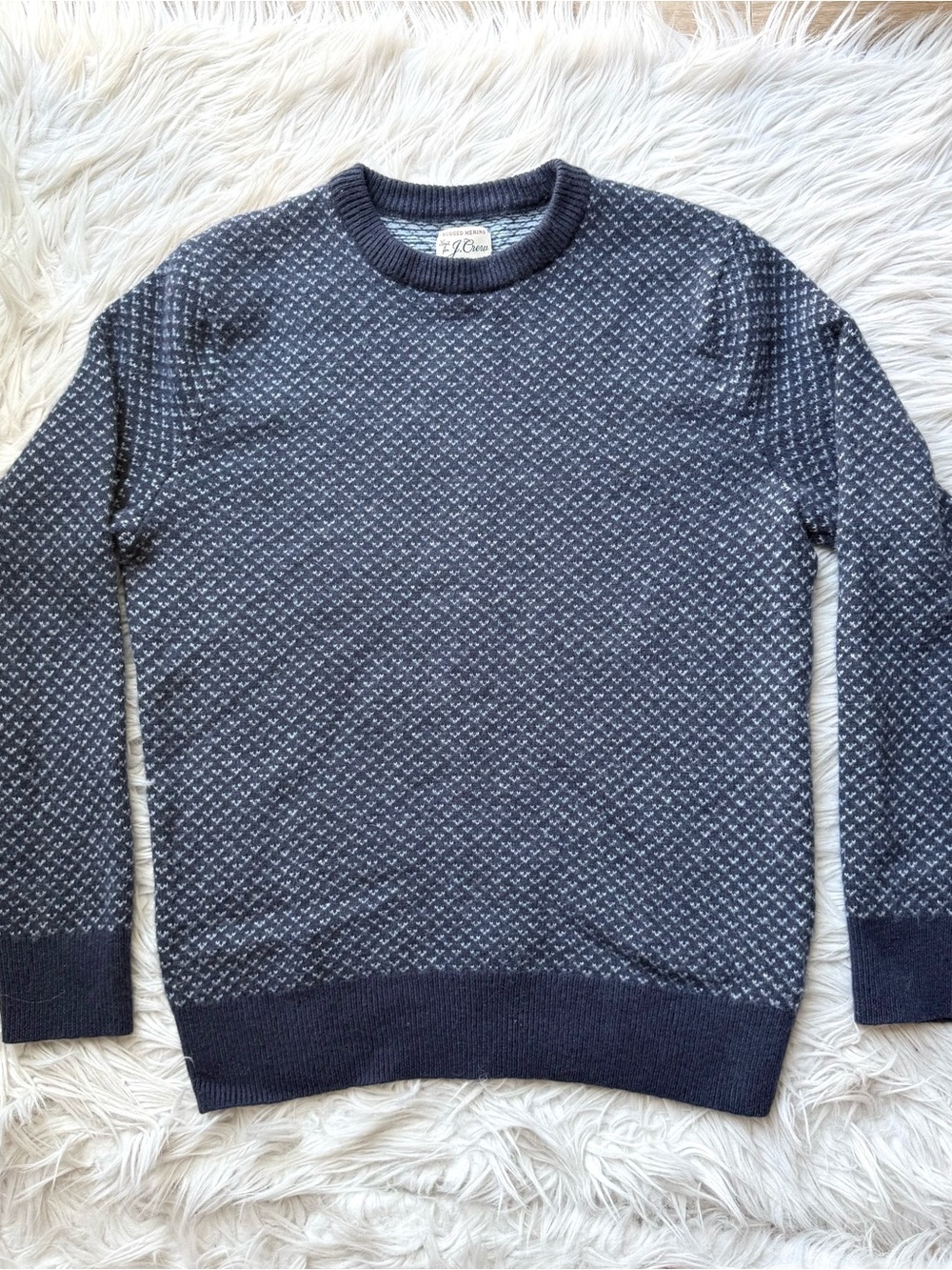 J.Crew Rugged Merino Wool Blend Birdseye Crewneck Sweater Men’s M Fits Small